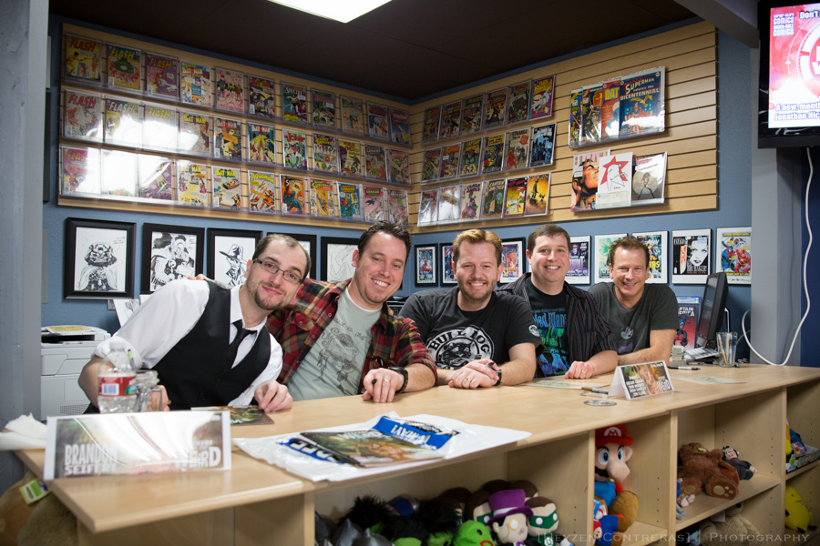 (Right-to-left) Imagineers: Tom Morris, Jim Clark, Josh Shipley, Brian Crosby and the writer of 'Seekers of the Weird' #1 Brandon Seifert.